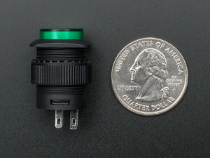 16mm Illuminated Pushbutton - Green Momentary