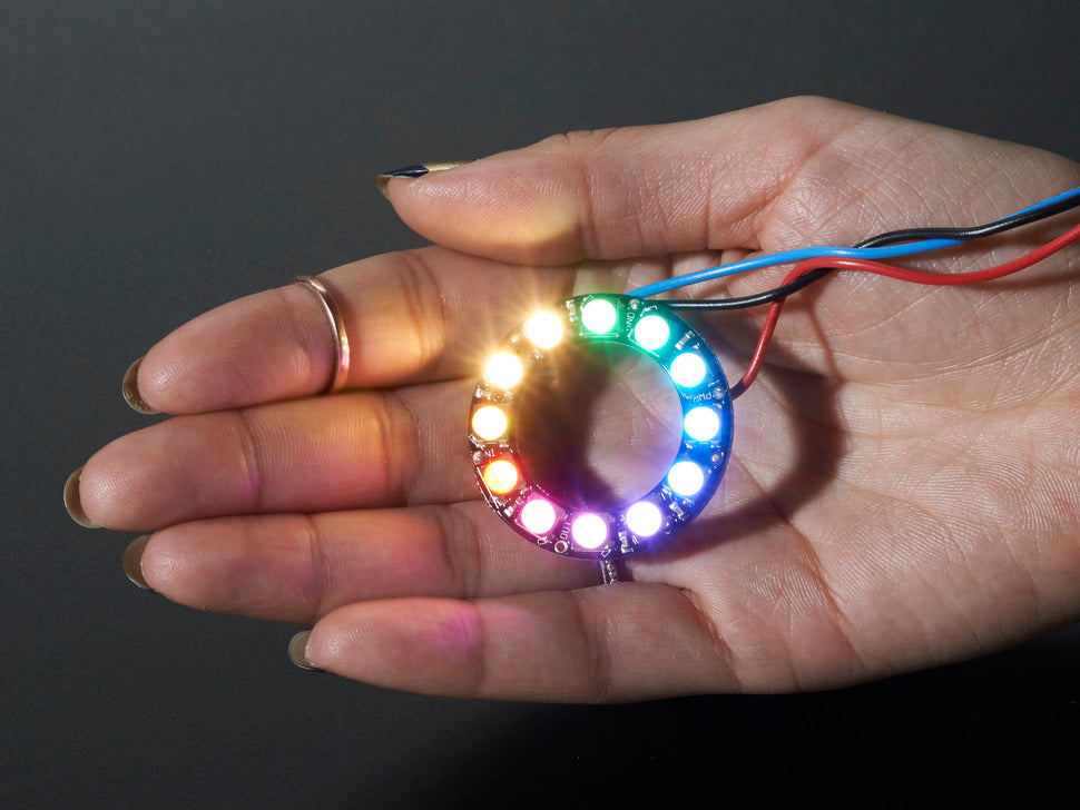 NeoPixel Ring - 12 x 5050 RGBW LEDs w/ Integrated Drivers - Warm White - ~3000K