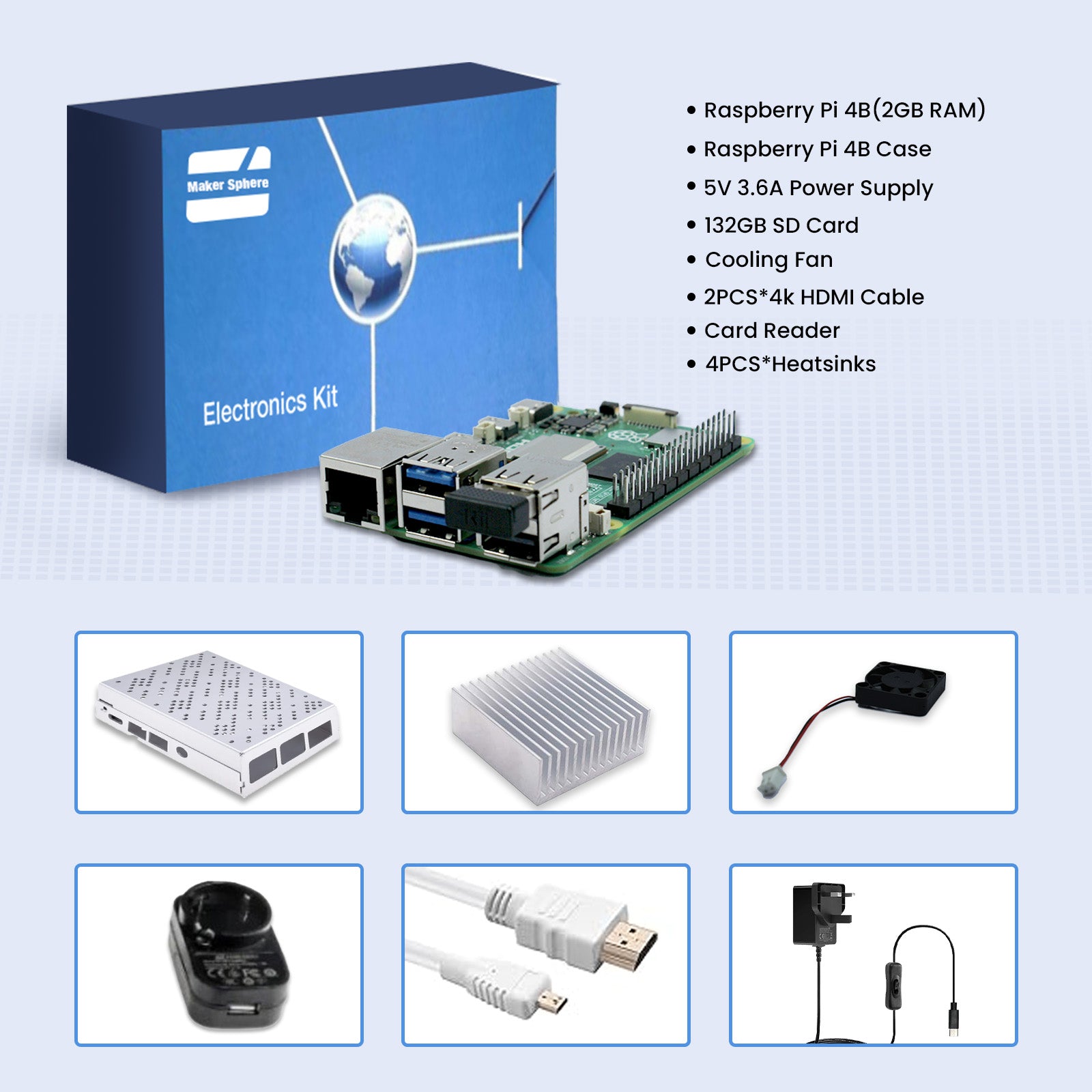 Raspberry Pi 4 Model B 2GB/4GB/8GB Starter Kit with 32GB SD Card