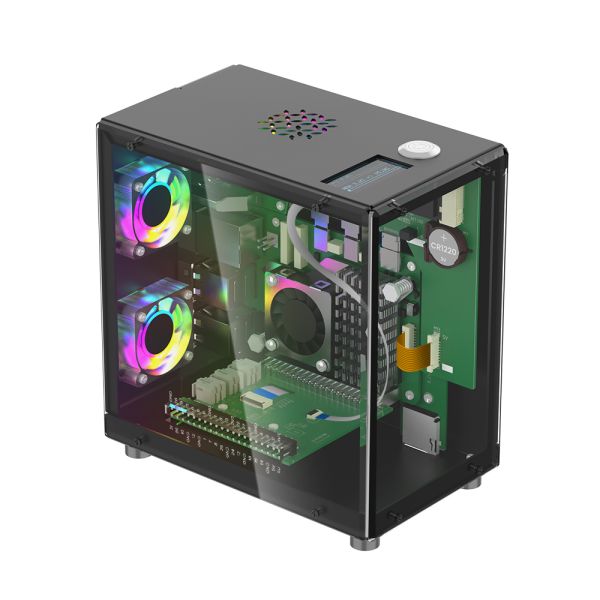 Mini PC Case With 1.3” OLED Screen for  Raspberry Pi 5 & Jetson Orin Nano Case