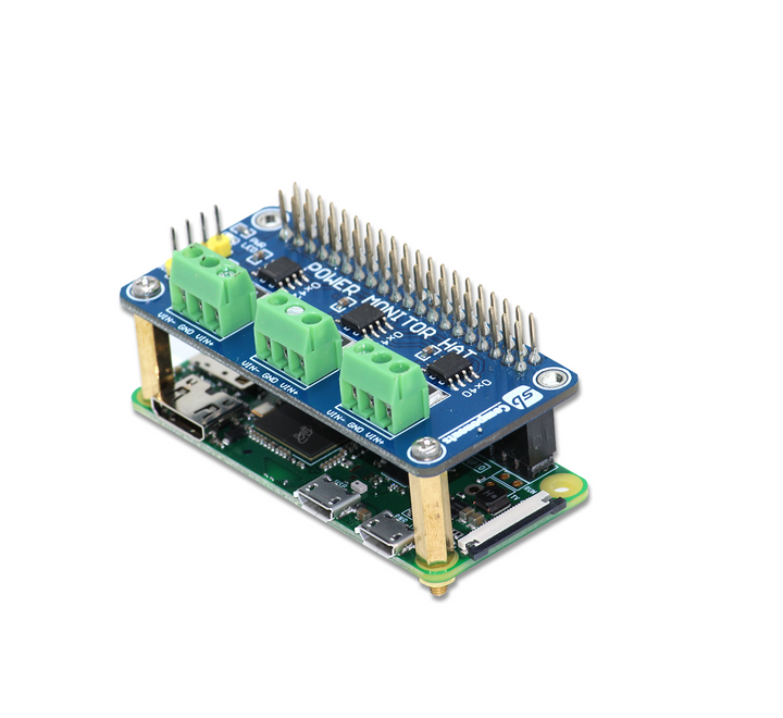 3-ch Current/Voltage/Power Monitor HAT for Raspberry Pi, I2C/SMBus