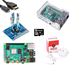 Raspberry Pi 4 Starter Kit with PiTraffic (Raspberry Pi Traffic Light Shield)