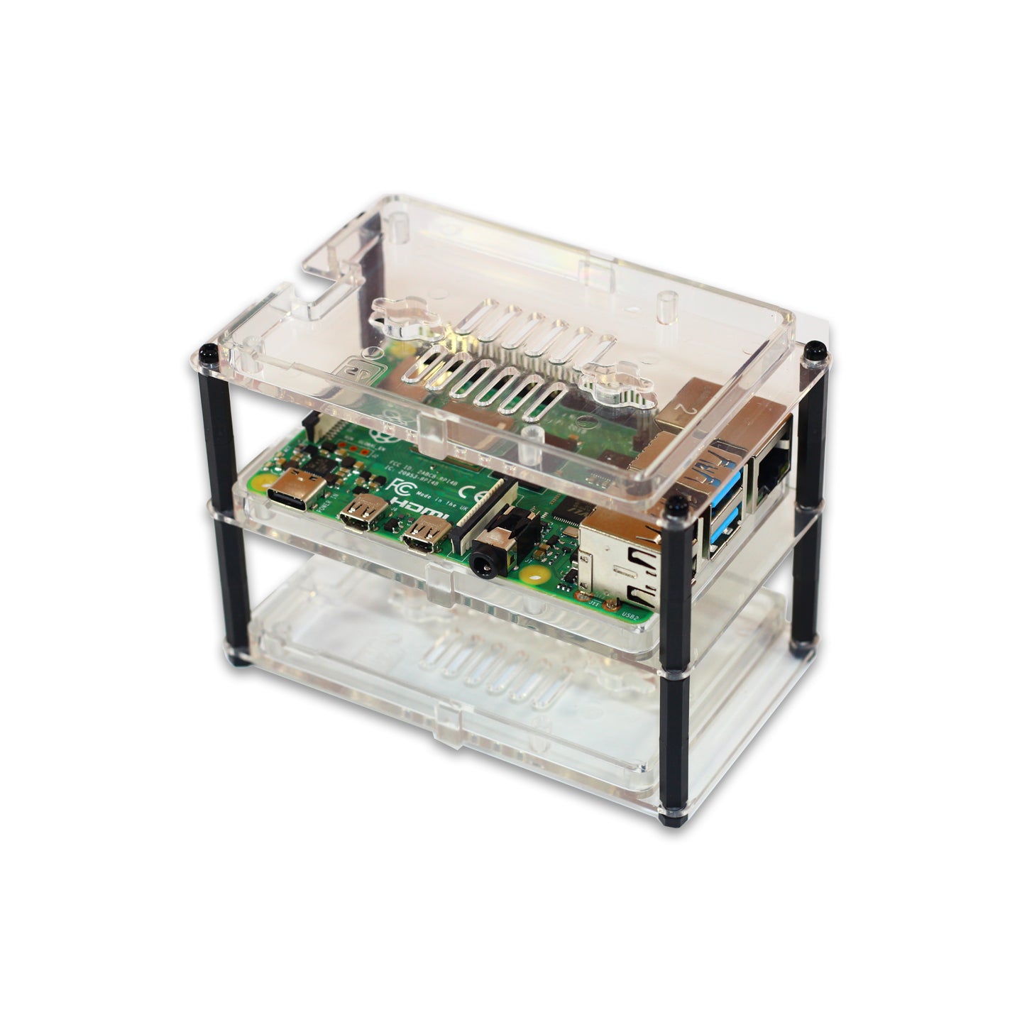 Raspberry Pi 4, 3B+, 3, 2 Bumper Case - Clear