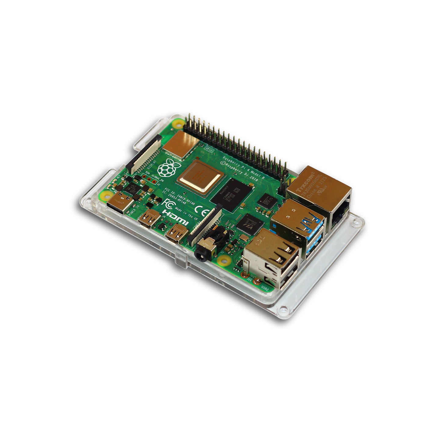 Raspberry Pi 4, 3B+, 3, 2 Bumper Case - Clear