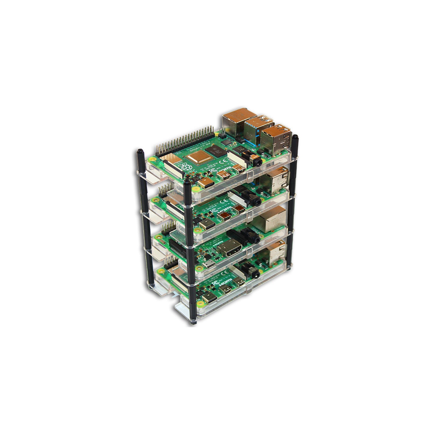Raspberry Pi 4, 3B+, 3, 2 Bumper Case - Clear