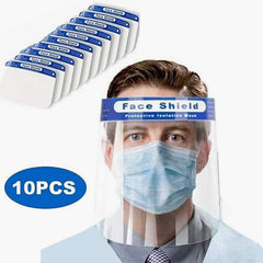 Safety Face Shield Full Protection Wide Visor Resistant Spitting Anti-Fog Lens Lightweight Adjustable Transparent Face Shield Unisex 10 pcs