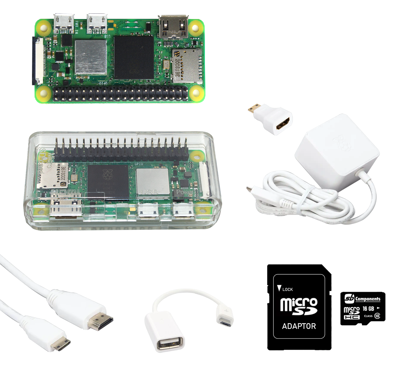 Home Raspberry Pi Zero 2 W Starter Kit With Clear Case