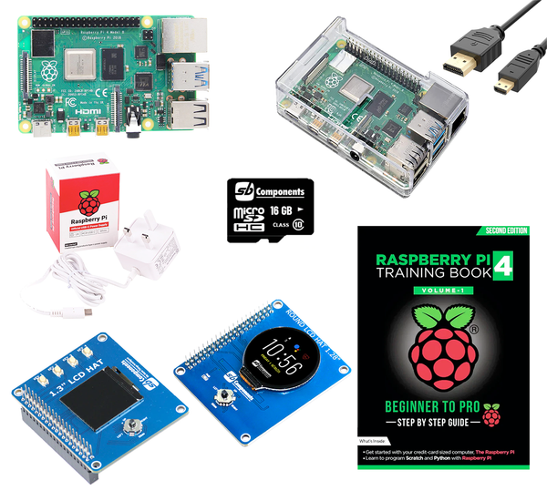 Raspberry Pi 4 LCD HAT Kit with 1.28" & 1.3" LCD Display